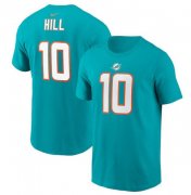 Wholesale Cheap Men's Miami Dolphins #10 Tyreek Hill 2022 Aqua Name & Number T-Shirt