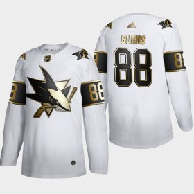 Wholesale Cheap San Jose Sharks #88 Brent Burns Men\'s Adidas White Golden Edition Limited Stitched NHL Jersey