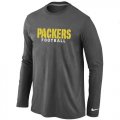 Wholesale Cheap Nike Green Bay Packers Authentic Font Long Sleeve T-Shirt Dark Grey