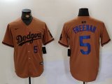 Cheap Men's Los Angeles Dodgers #5 Freddie Freeman Number Olive Cool Base Limited Stitched Jerseys