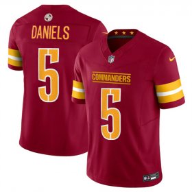 Cheap Men\'s Washington Commanders #5 Jayden Daniels Burgundy 2024 Draft F.U.S.E Vapor Limited Football Stitched Jersey