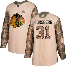 Wholesale Cheap Adidas Blackhawks #31 Anton Forsberg Camo Authentic 2017 Veterans Day Stitched NHL Jersey