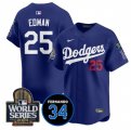 Cheap Men's Los Angeles Dodgers #25 Tommy Edman Royal 2024 World Series With Fernando Memorial Patch Alternate Limited Stitched Baseball Jersey