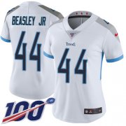 Wholesale Cheap Nike Titans #44 Vic Beasley Jr White Women's Stitched NFL 100th Season Vapor Untouchable Limited Jersey