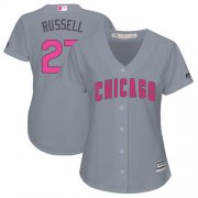 Wholesale Cheap Cubs #27 Addison Russell Grey Mother's Day Cool Base Women's Stitched MLB Jersey