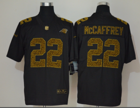 Wholesale Cheap Men\'s Carolina Panthers #22 Christian McCaffrey Black 2020 Nike Flocked Leopard Print Vapor Limited NFL Jersey