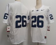 Cheap Men's Penn State Nittany Lions #26 Saquon Barkley Without Name White FUSE College Football Jersey