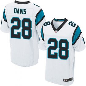 Wholesale Cheap Nike Panthers #28 Mike Davis White Men\'s Stitched NFL New Elite Jersey