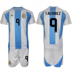 Cheap Men\'s Argentina #9 Gabriel Batistuta White Blue 2024-25 Home Soccer Jersey Suit