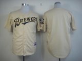 Wholesale Cheap Brewers Blank Cream YOUniform Cool Base Stitched MLB Jersey