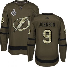 Wholesale Cheap Adidas Lightning #9 Tyler Johnson Green Salute to Service 2020 Stanley Cup Final Stitched NHL Jersey