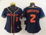 Wholesale Cheap Women's Houston Astros #2 Alex Bregman Number 2022 Navy Blue City Connect Cool Base Stitched Jersey