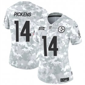 Cheap Women\'s Pittsburgh Steelers #14 George Pickens 2024 F.U.S.E Arctic Camo Salute To Service Limited Stitched Football Jersey(Run Small)