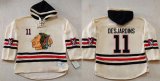 Wholesale Cheap Blackhawks #11 Andrew Desjardins Cream Heavyweight Pullover Hoodie Stitched NHL Jersey