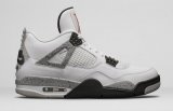 Wholesale Cheap Air Jordan 4 White Cement AIR logo on the heel White/Fire Red-Tech Grey-Black