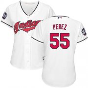 Wholesale Cheap Indians #55 Roberto Perez White 2016 World Series Bound Women's Home Stitched MLB Jersey