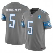 Cheap Men's Detroit Lions #5 David Montgomery Gray 2023 F.U.S.E. 90th Anniversary Vapor Untouchable Limited Stitched Jersey