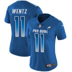 Wholesale Cheap Nike Eagles #11 Carson Wentz Royal Women\'s Stitched NFL Limited NFC 2018 Pro Bowl Jersey