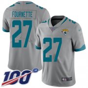 Wholesale Cheap Nike Jaguars #27 Leonard Fournette Silver Men's Stitched NFL Limited Inverted Legend 100th Season Jersey