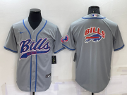 Wholesale Cheap Men's Buffalo Bills Grey Team Big Logo With Patch Cool Base Stitched Baseball Jersey