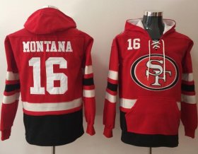 Wholesale Cheap Nike 49ers #16 Joe Montana Red/Black Name & Number Pullover NFL Hoodie