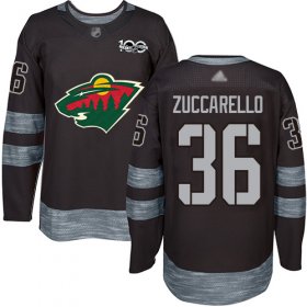 Wholesale Cheap Adidas Wild #36 Mats Zuccarello Black 1917-2017 100th Anniversary Stitched NHL Jersey