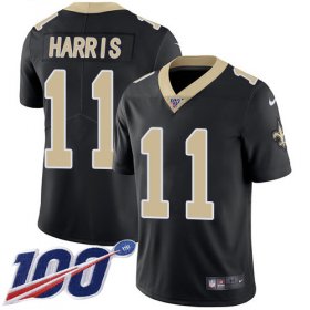 Wholesale Cheap Nike Saints #11 Deonte Harris Black Team Color Men\'s Stitched NFL 100th Season Vapor Untouchable Limited Jersey