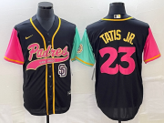 Wholesale Cheap Men's San Diego Padres #23 Fernando Tatis Jr Black NEW 2023 City Connect Cool Base Stitched Jersey 1