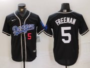 Cheap Men's Los Angeles Dodgers #5 Freddie Freeman Number Black Cool Base With Patch Stitched Jersey