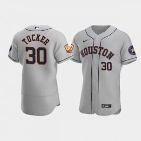 Wholesale Cheap Men\'s Houston Astros #30 Kyle Tucker Gray 60th Anniversary Flex Base Stitched Baseball Jersey