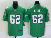 Wholesale Cheap Men's Philadelphia Eagles #62 Jason Kelce Green 2023 Vapor Limited Throwback Jersey