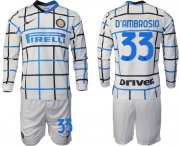 Wholesale Cheap Men 2020-2021 club Inter milan away long sleeve 33 white Soccer Jerseys