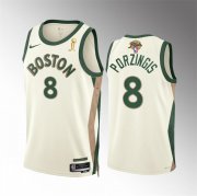 Wholesale Cheap Men's Boston Celtics #8 Kristaps Porzingis 2024 Finals Champions City Edition Stitched Basketball Jersey