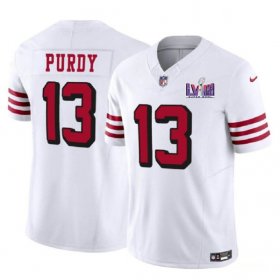 Cheap Men\'s San Francisco 49ers #13 Brock Purdy New White 2024 F.U.S.E. Super Bowl LVIII Patch Vapor Untouchable Limited Football Stitched Jersey