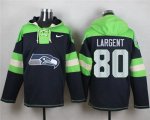 Wholesale Cheap Nike Seahawks #80 Steve Largent Steel Blue Player Pullover NFL Hoodie