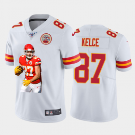 Cheap Kansas City Chiefs #87 Travis Kelce Nike Team Hero Vapor Limited NFL 100 Jersey White Golden