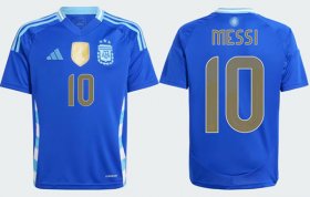 Cheap Men\'s Argentina #10 Lionel Messi Blue Away Soccer Jersey