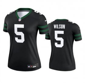 Cheap Women\'s New York Jets #5 Garrett Wilson Black 2024 Football Stitched Jersey(Run Small)