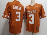 Cheap Men's Texas Longhorns #3 Quinn Ewers Orange FUSE College Stitched Jersey