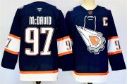 Cheap Men's Edmonton Oilers #97 Connor McDavid Navy With C Patch Reverse Retro Stitched Jersey