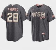 Wholesale Cheap Men's Washington Nationals #28 Lane Thomas 2022 Grey City Connect Cherry Blossom Cool Base Stitched Jersey