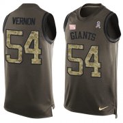 Wholesale Cheap Nike Giants #54 Olivier Vernon Green Men's Stitched NFL Limited Salute To Service Tank Top Jersey