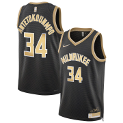 Cheap Men's Milwaukee Bucks #34 Giannis Antetokounmpo Black Gold 2024 Select Series Stitched Jersey