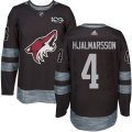 Wholesale Cheap Adidas Coyotes #4 Niklas Hjalmarsson Black 1917-2017 100th Anniversary Stitched NHL Jersey