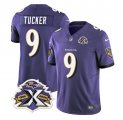 Wholesale Cheap Men's Baltimore Ravens #9 Justin Tucker Purple 2023 F.U.S.E With Patch Throwback Vapor Limited Stitched Jersey