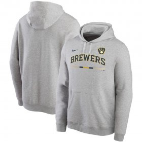 Wholesale Cheap Milwaukee Brewers Nike Color Bar Club Pullover Hoodie Gray