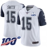 Wholesale Cheap Nike Cowboys #15 Devin Smith White Men's Stitched With Established In 1960 Patch NFL Limited Rush 100th Season Jersey