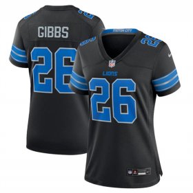 Cheap Women\'s Detroit Lions #26 Jahmyr Gibbs Black 2nd Alternate Stitched Jersey(Run Smaller)