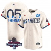 Cheap Men's Los Angeles Dodgers #5 Freddie Freeman Cream 2024 World Series Champions City Connect Limited Stitched Baseball Jersey