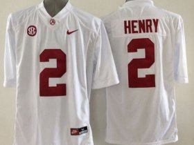 Wholesale Cheap Men\'s Alabama Crimson Tide #2 Derrick Henry White 2015 NCAA Football Nike Limited Jersey